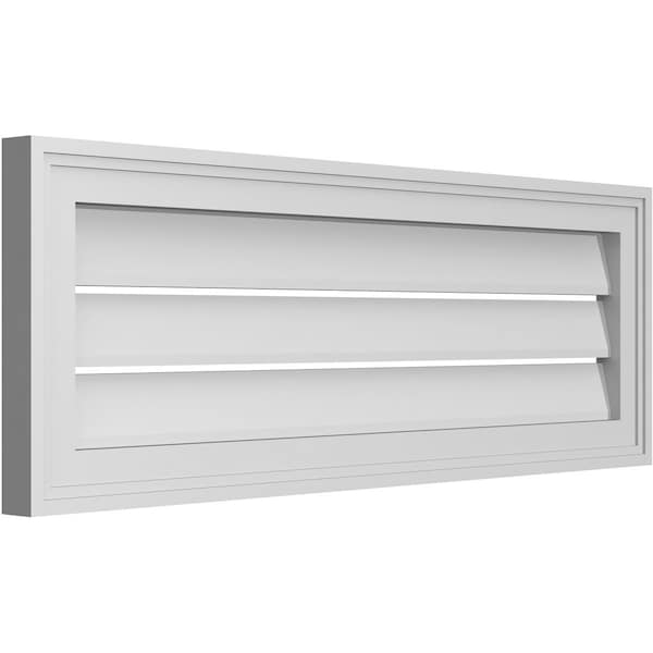 Vertical Surface Mount PVC Gable Vent: Functional, W/ 2W X 1-1/2P Brickmould Frame, 34W X 12H